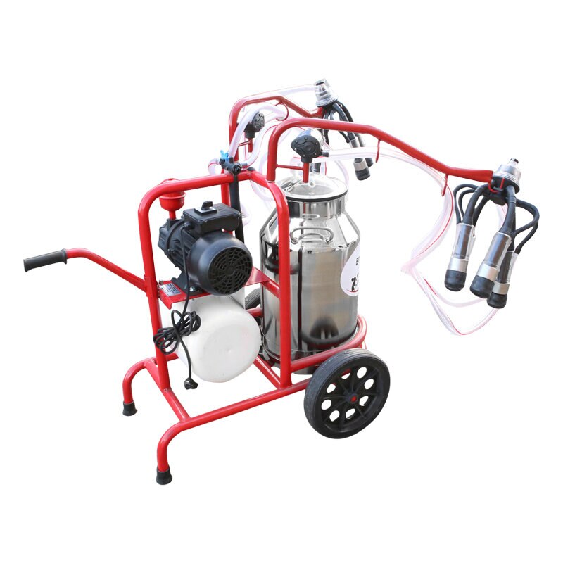 Aparat de muls vaci 2 posturi bidon 40L inox cu butelie, vacuum rezervor